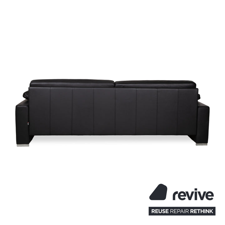 Brühl Alba Leder Dreisitzer Schwarz Sofa Couch inkl. Kopfstützen