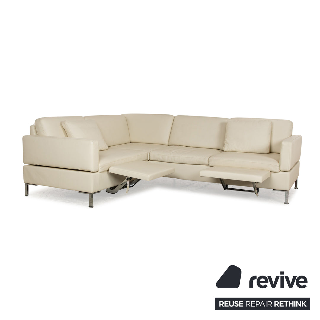 Brühl Alba Leder Ecksofa Creme manuelle Funktion Sofa Couch