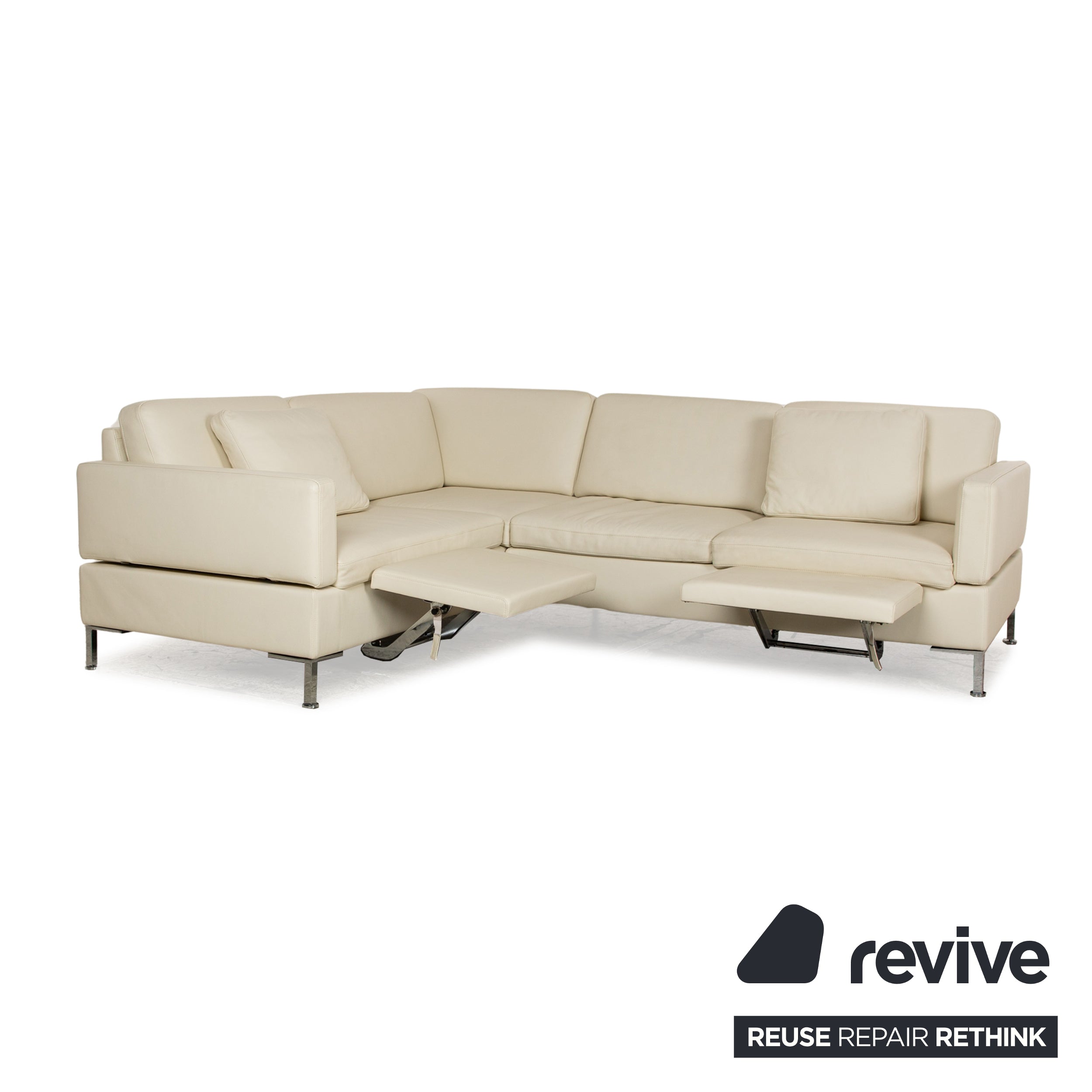 Brühl Alba leather corner sofa cream manual function sofa couch