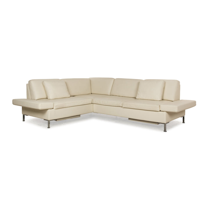 Brühl Alba leather corner sofa cream manual function sofa couch