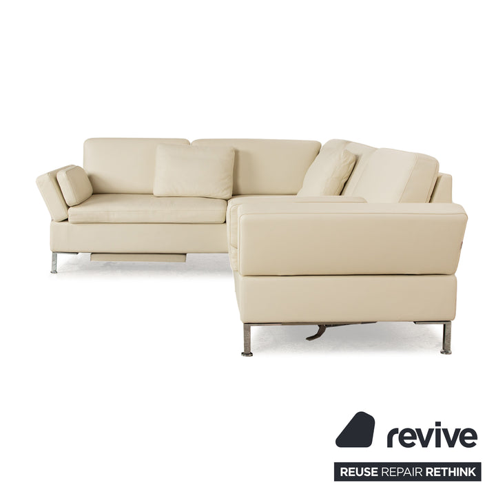 Brühl Alba leather corner sofa cream manual function sofa couch