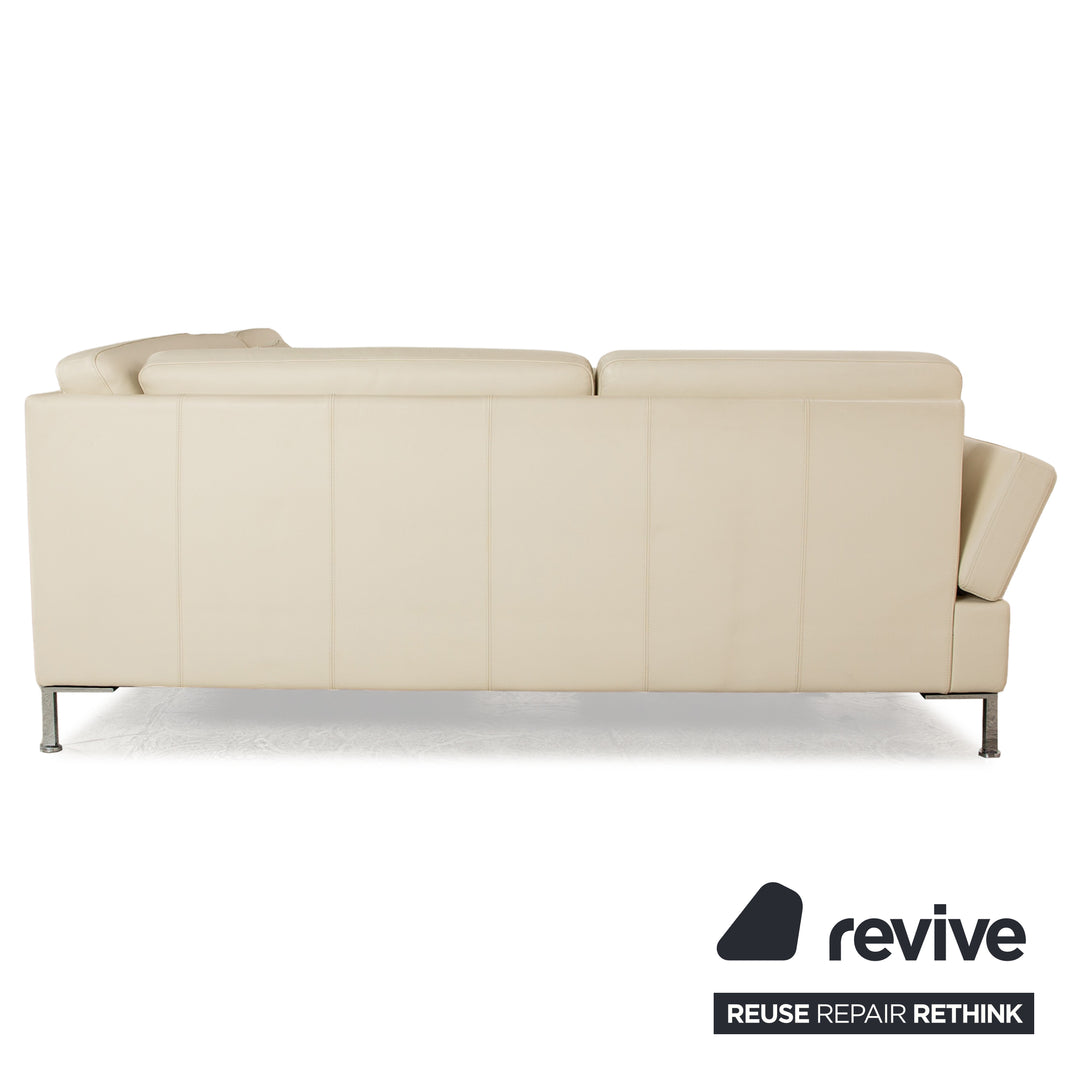 Brühl Alba Leder Ecksofa Creme manuelle Funktion Sofa Couch