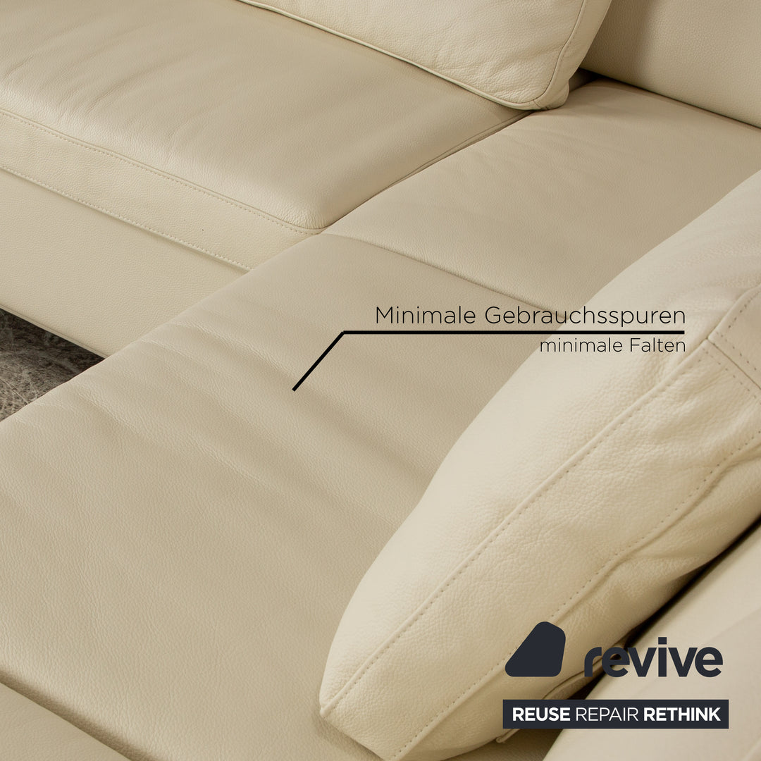 Brühl Alba leather corner sofa cream manual function sofa couch