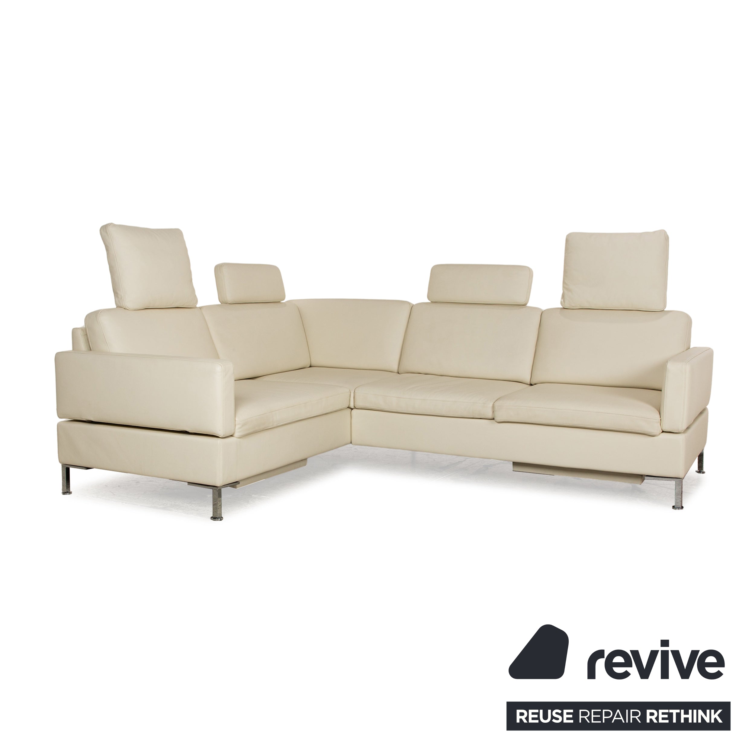 Brühl Alba leather corner sofa cream manual function sofa couch