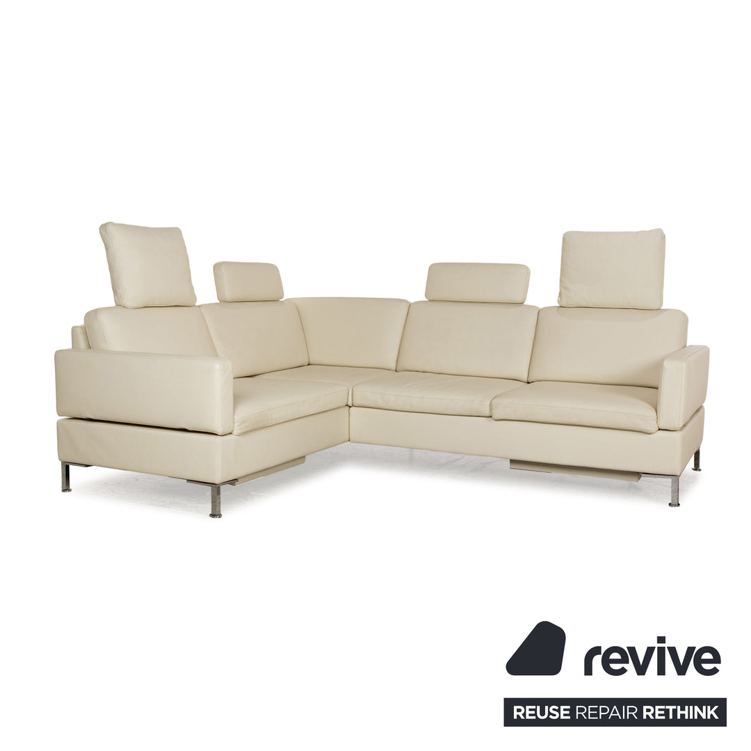 Brühl Alba Leder Ecksofa Creme manuelle Funktion Sofa Couch