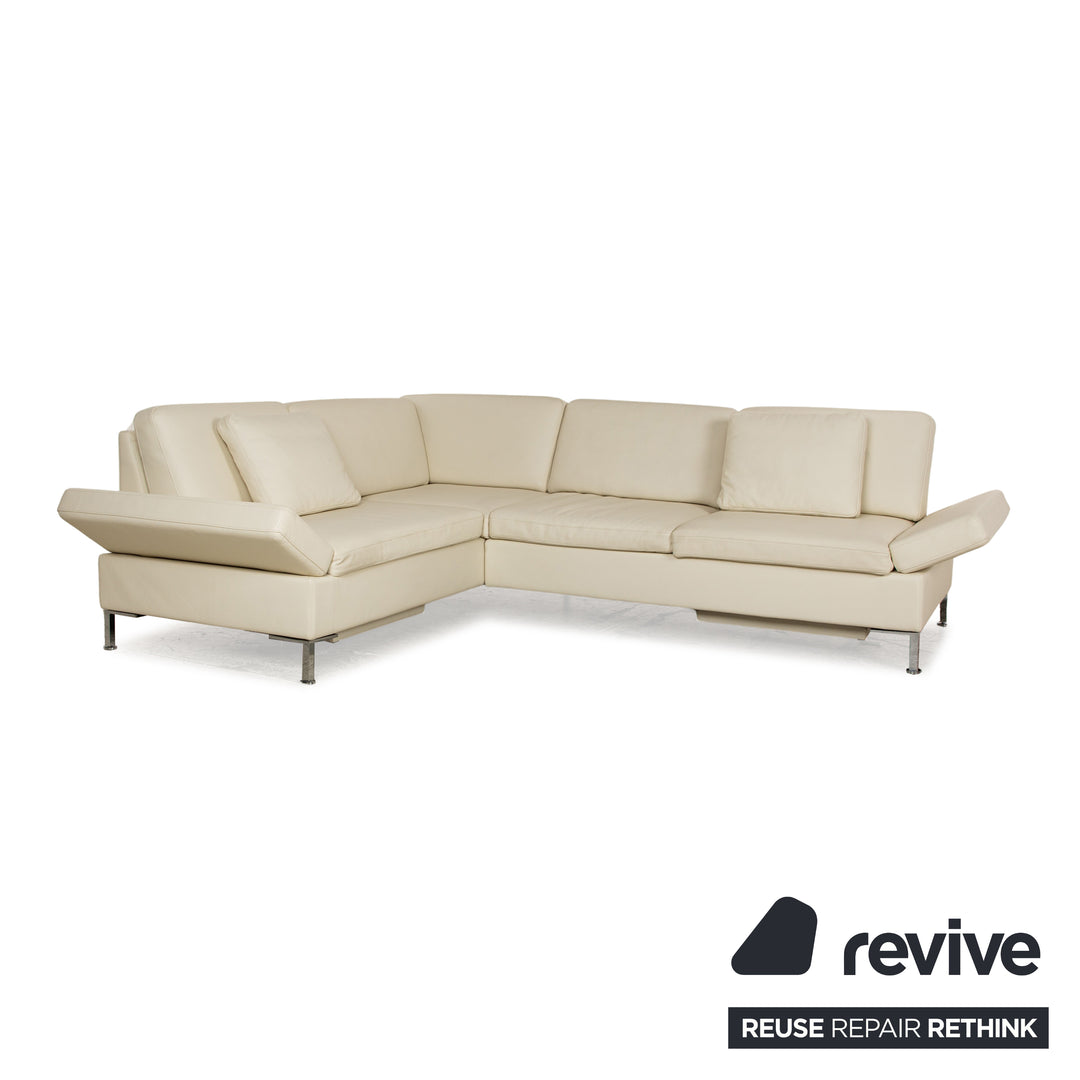 Brühl Alba Leder Ecksofa Creme manuelle Funktion Sofa Couch