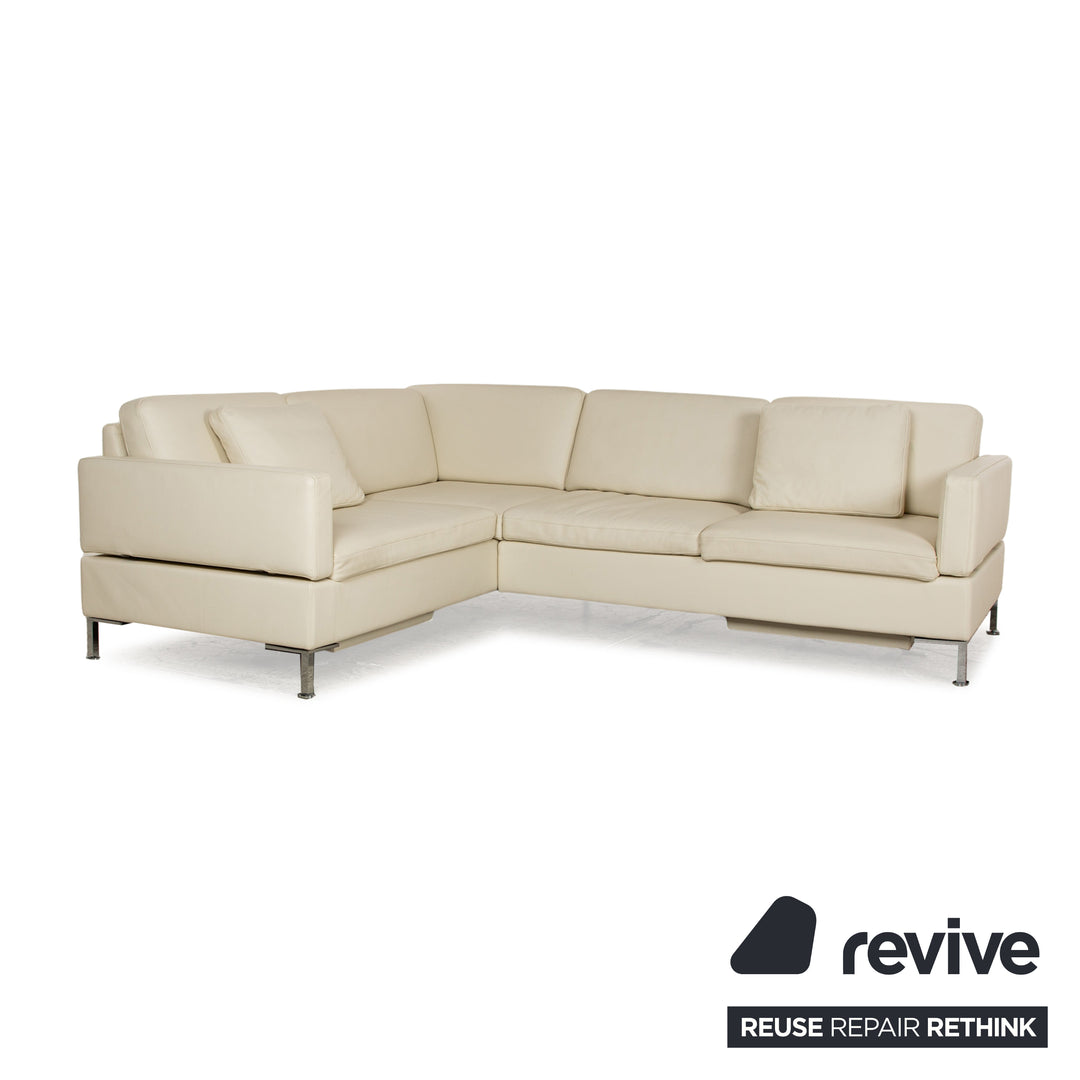 Brühl Alba Leder Ecksofa Creme manuelle Funktion Sofa Couch