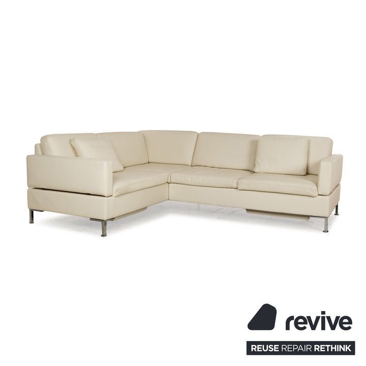 Brühl Alba Leder Ecksofa Creme manuelle Funktion Sofa Couch