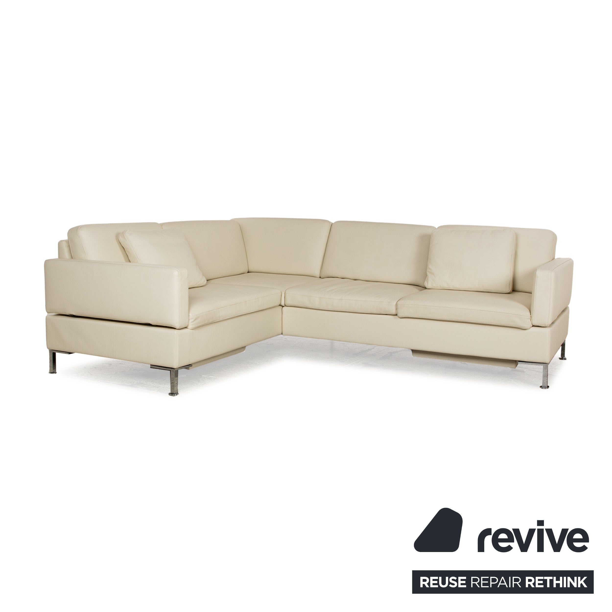 Brühl Alba leather corner sofa cream manual function sofa couch