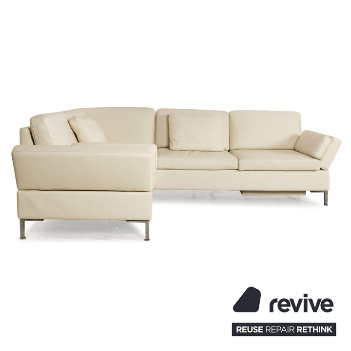 Brühl Alba Leder Ecksofa Creme manuelle Funktion Sofa Couch