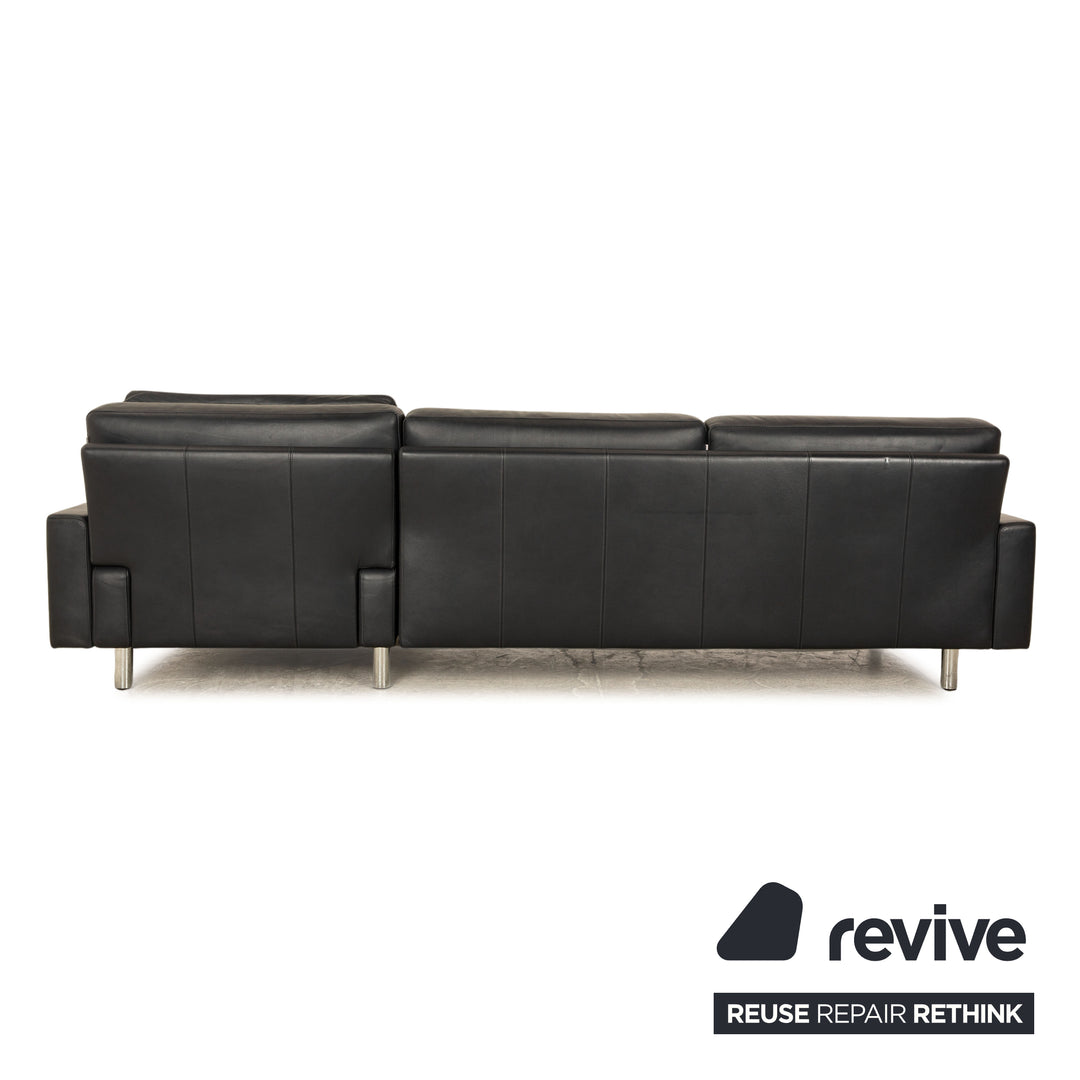 Brühl Alba Leather Corner Sofa Dark Blue Récamiere Right Sofa Couch