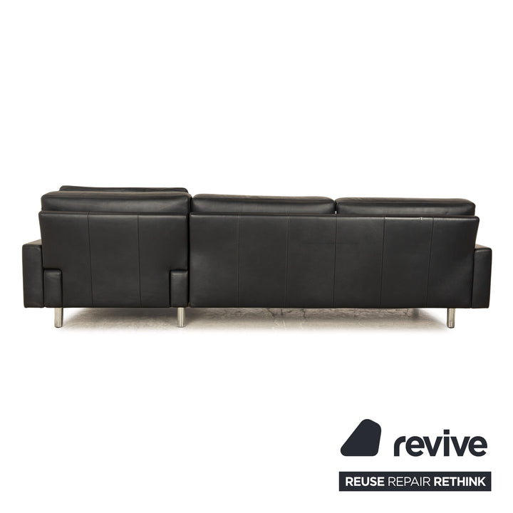 Brühl Alba Leather Corner Sofa Dark Blue Récamiere Right Sofa Couch