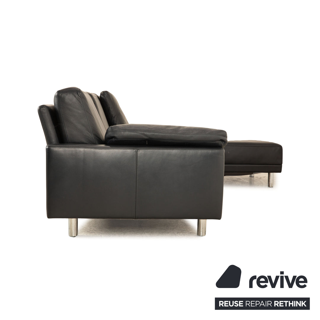 Brühl Alba Leather Corner Sofa Dark Blue Récamiere Right Sofa Couch
