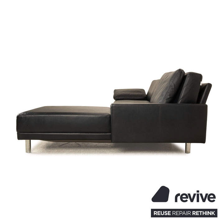 Brühl Alba Leather Corner Sofa Dark Blue Récamiere Right Sofa Couch