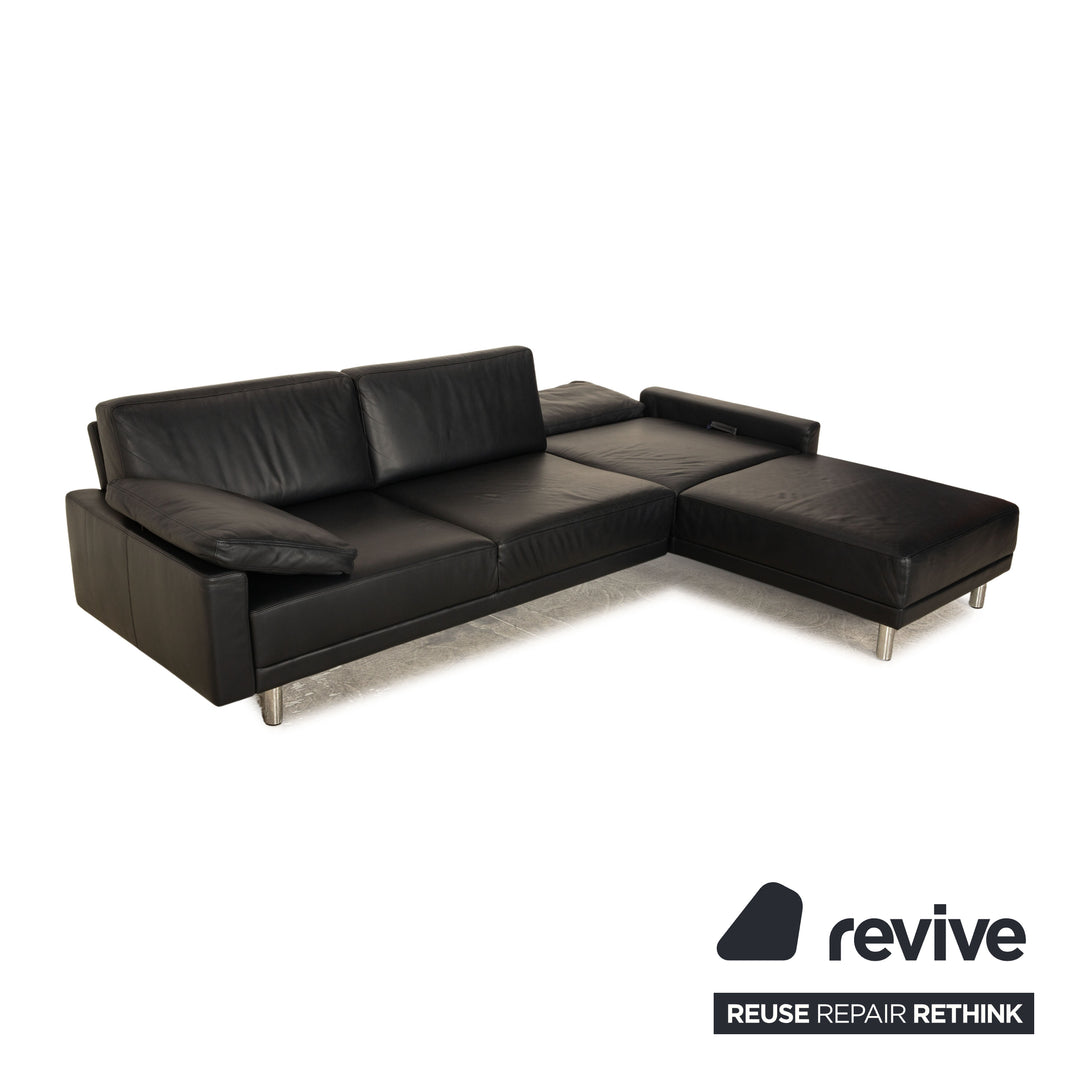 Brühl Alba Leather Corner Sofa Dark Blue Récamiere Right Sofa Couch