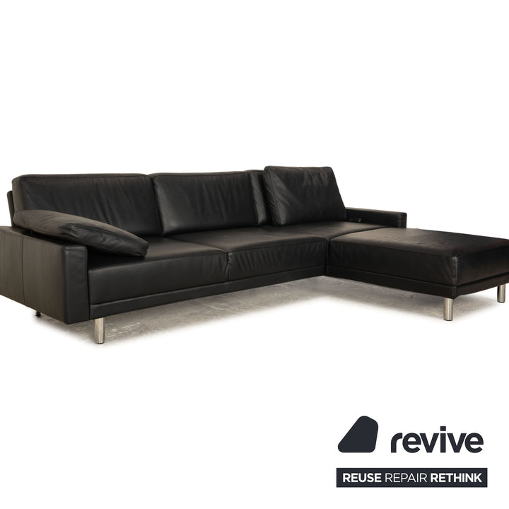 Brühl Alba Leather Corner Sofa Dark Blue Récamiere Right Sofa Couch