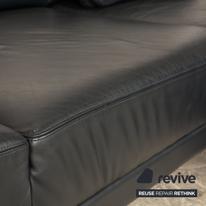Brühl Alba Leather Corner Sofa Dark Blue Récamiere Right Sofa Couch