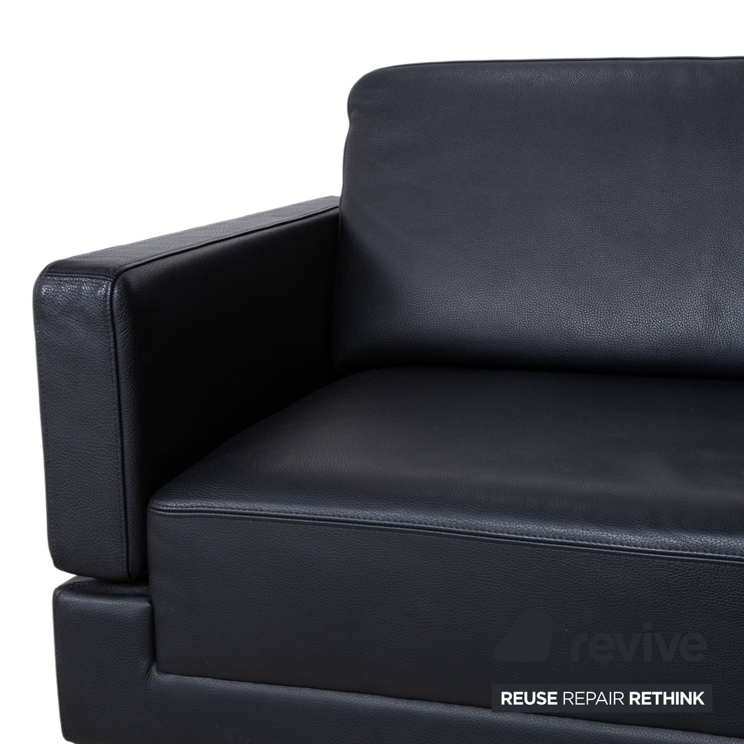 Brühl Alba Leder Ecksofa Schwarz manuelle Funktion Sofa Couch