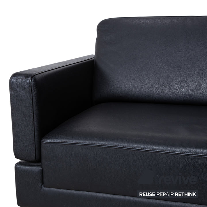 Brühl Alba Leder Ecksofa Schwarz manuelle Funktion Sofa Couch