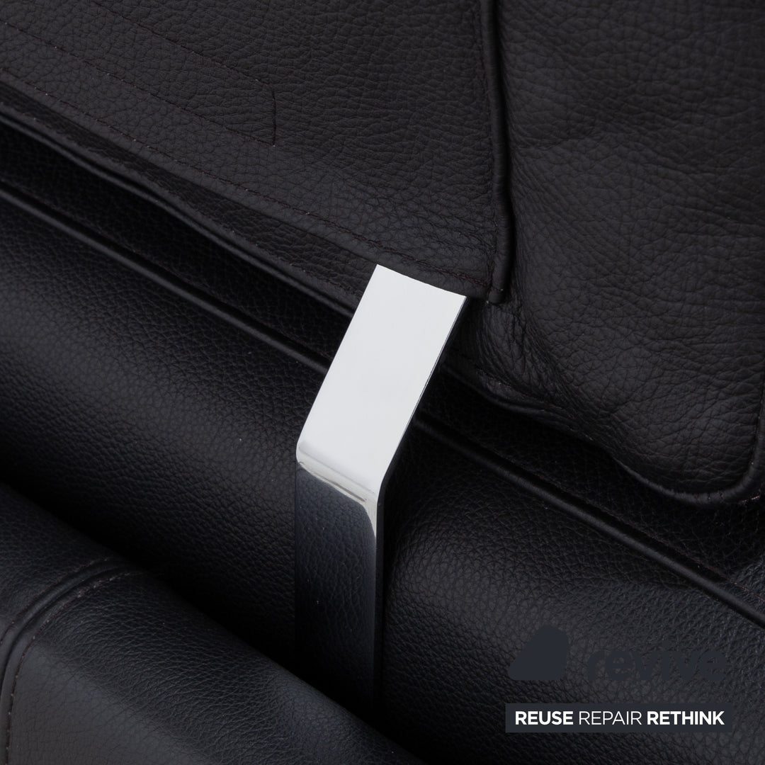 Brühl Alba Leder Ecksofa Schwarz manuelle Funktion Sofa Couch