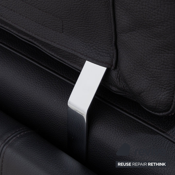 Brühl Alba Leder Ecksofa Schwarz manuelle Funktion Sofa Couch