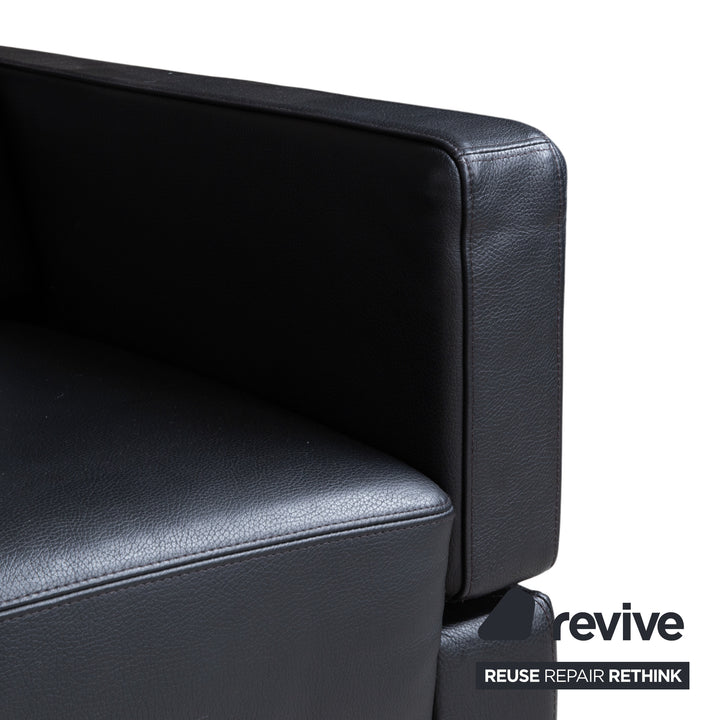 Brühl Alba Leder Ecksofa Schwarz manuelle Funktion Sofa Couch