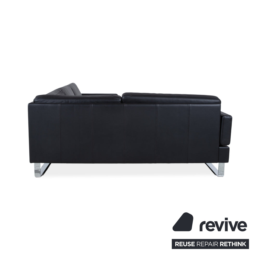 Brühl Alba Leder Ecksofa Schwarz manuelle Funktion Sofa Couch