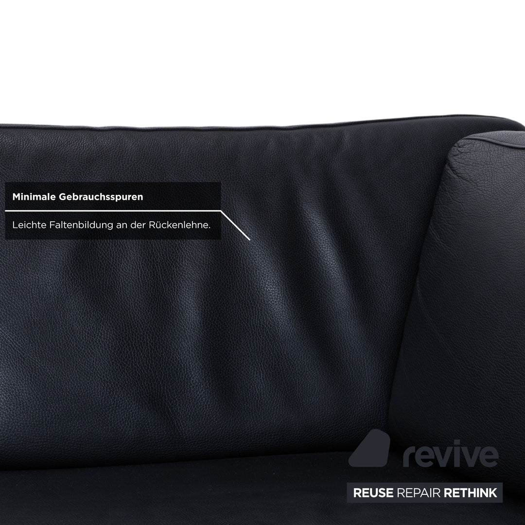 Brühl Alba Leder Ecksofa Schwarz manuelle Funktion Sofa Couch