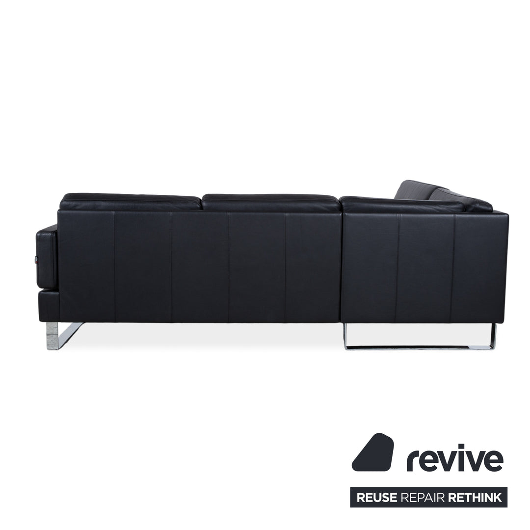 Brühl Alba Leder Ecksofa Schwarz manuelle Funktion Sofa Couch