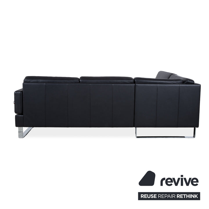 Brühl Alba Leder Ecksofa Schwarz manuelle Funktion Sofa Couch