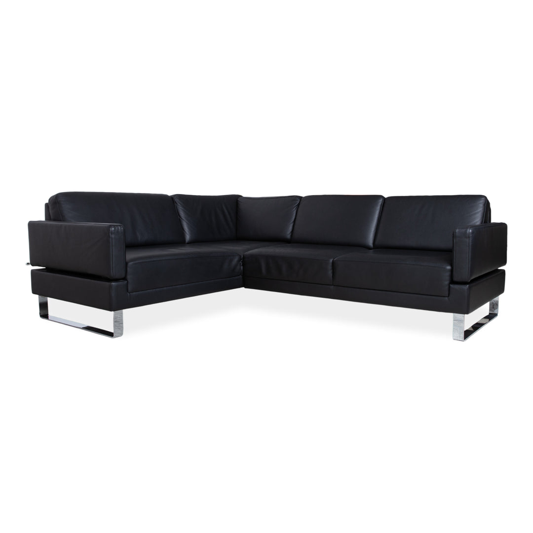 Brühl Alba Leder Ecksofa Schwarz manuelle Funktion Sofa Couch