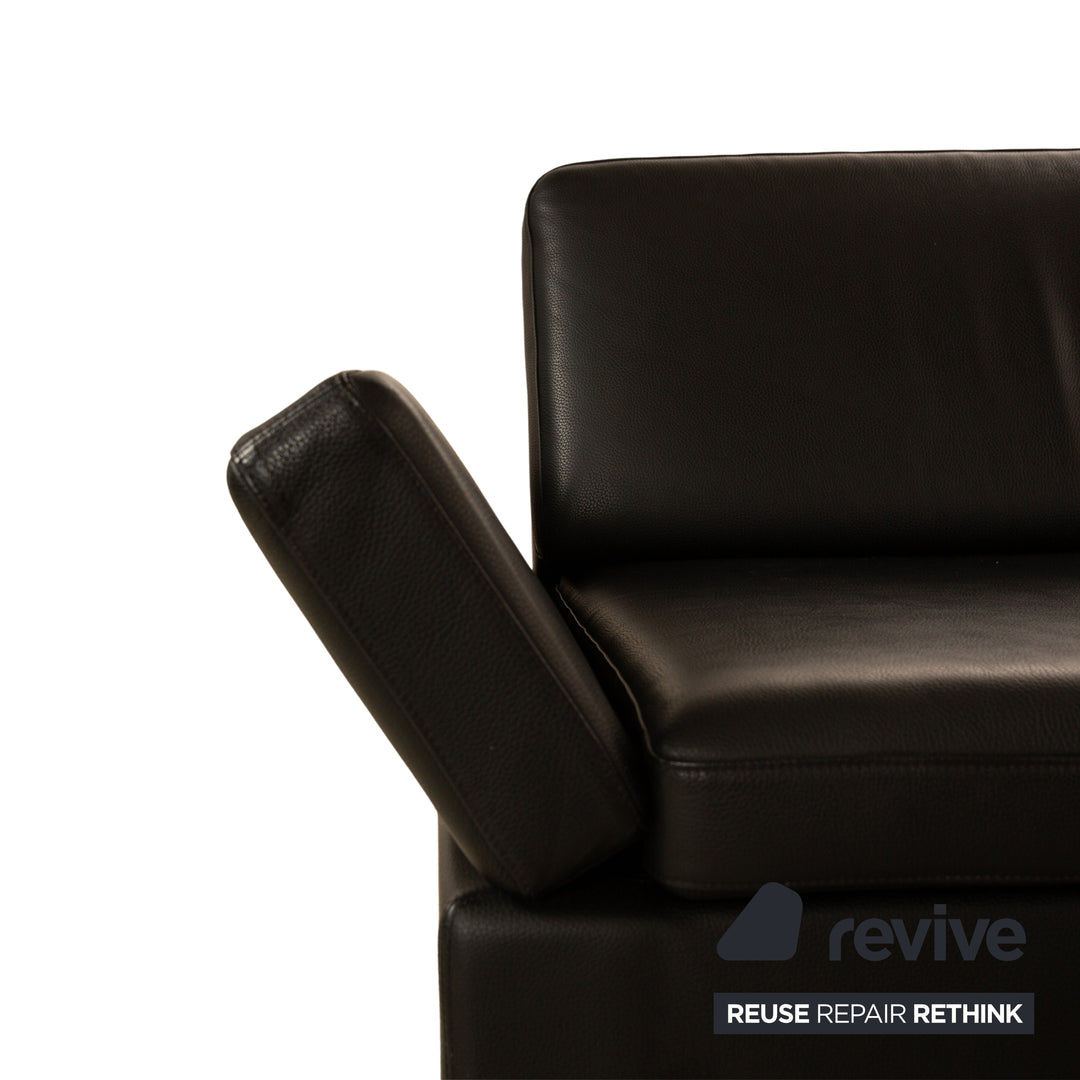 Brühl Alba Leder Ecksofa Schwarz Recamiere Rechts manuelle Funktion Sofa Couch