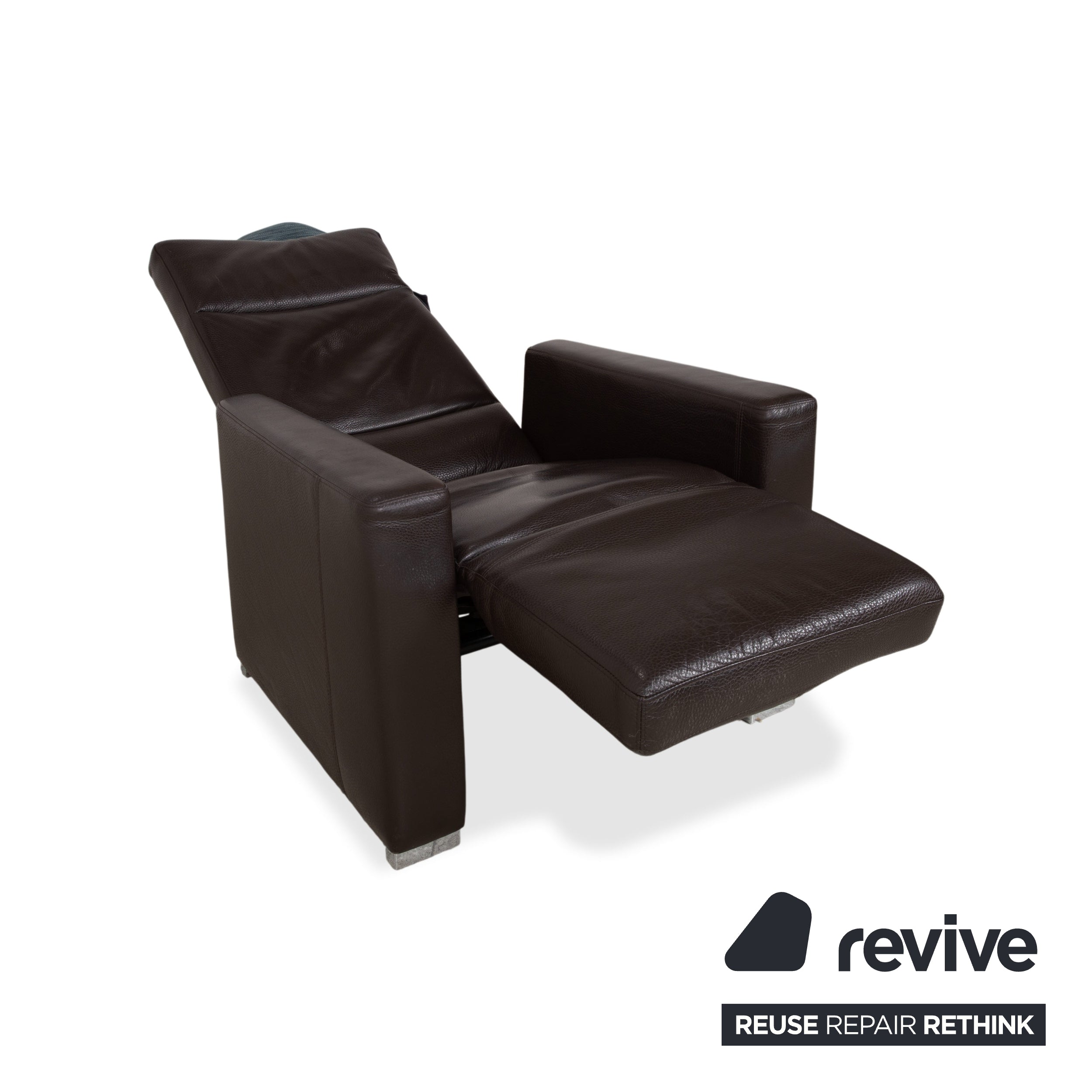 Brühl Alba Leder Sessel Braun inkl. manueller Relaxfunktion und Chrom Fuß Dickleder