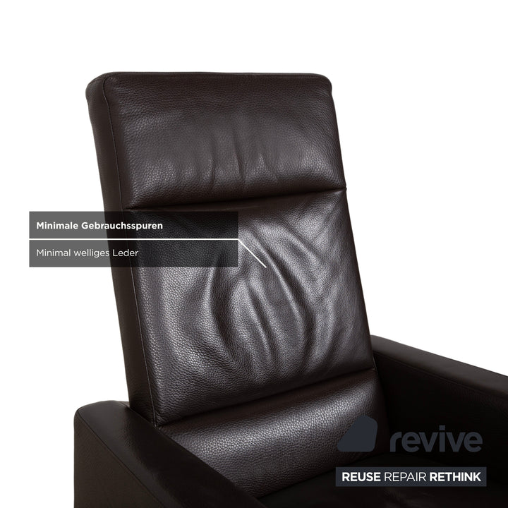 Brühl Alba Leather Armchair Brown incl. Manual Recliner Function and Chrome Foot Thick Leather