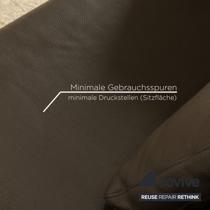 Brühl Alba Leder Sofa Garnitur Grau manuelle Funktion 2x Dreisitzer Couch