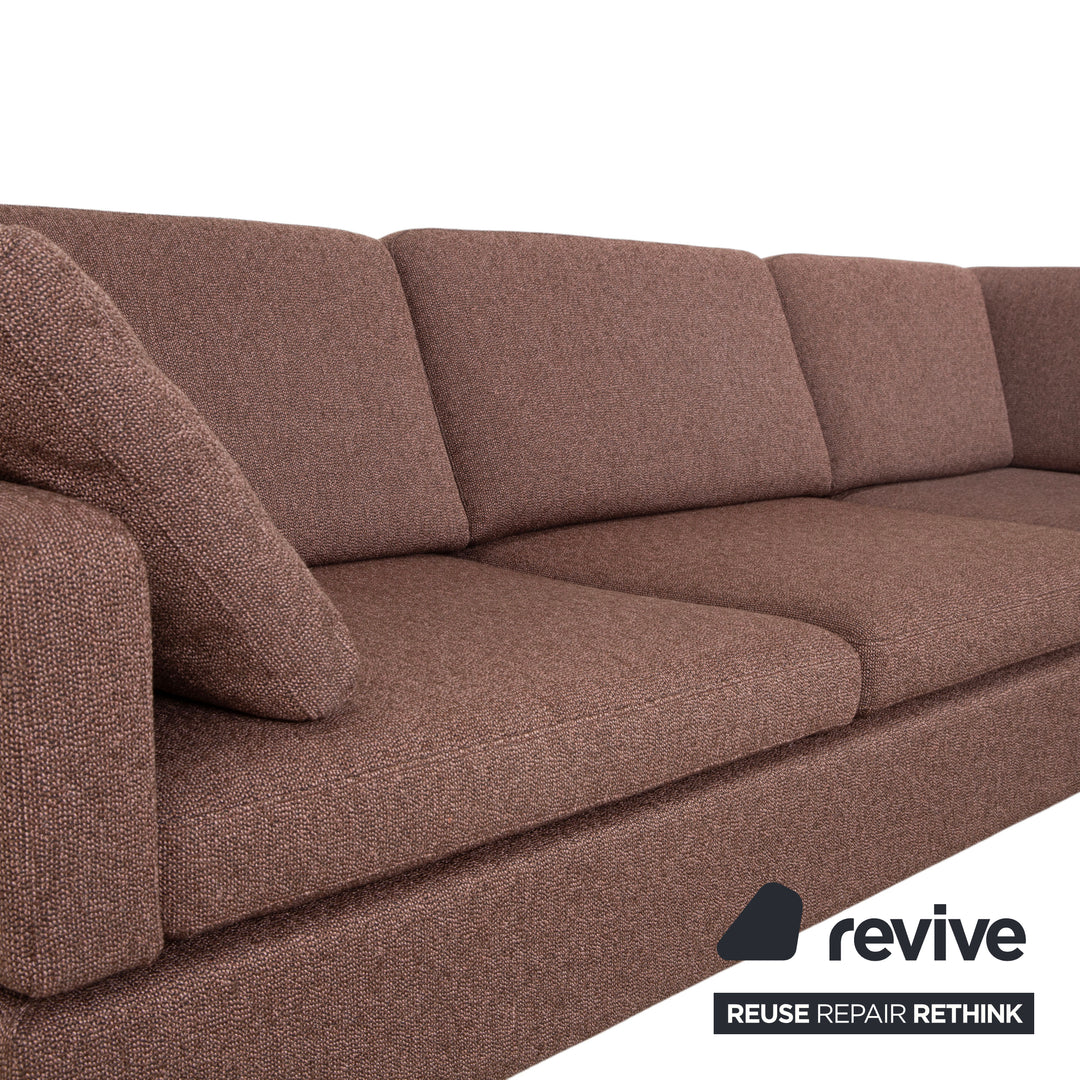 Brühl Alba fabric chrome corner sofa brown grey taupe manual function sofa couch