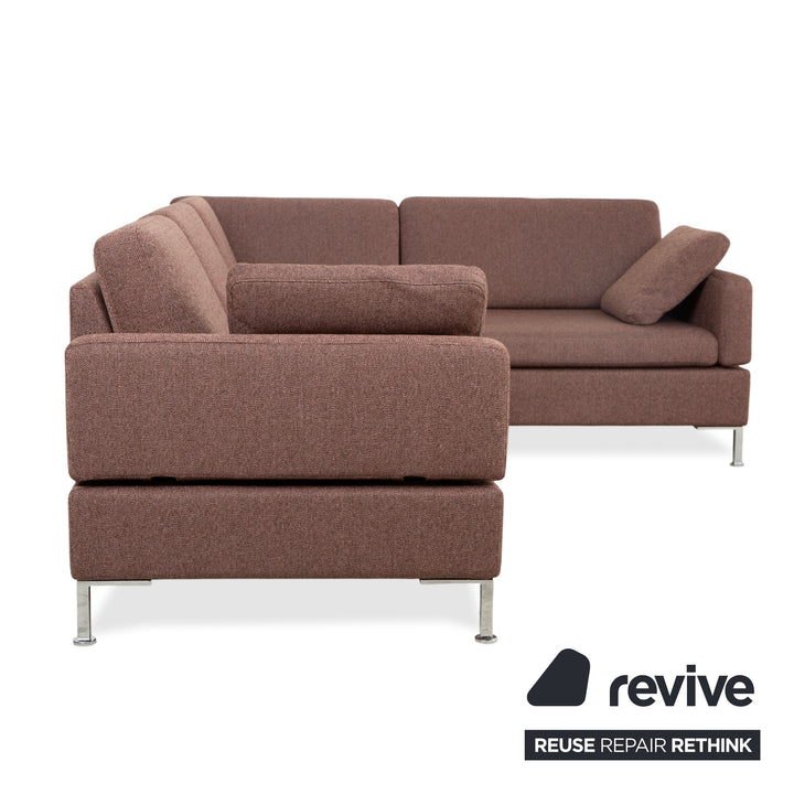 Brühl Alba fabric chrome corner sofa brown grey taupe manual function sofa couch