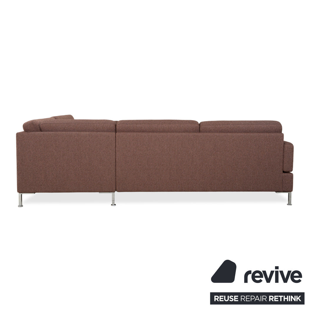 Brühl Alba fabric chrome corner sofa brown grey taupe manual function sofa couch