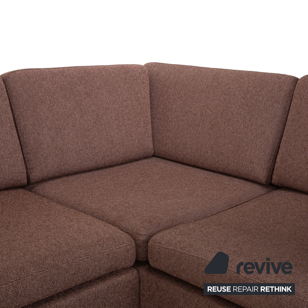 Brühl Alba fabric chrome corner sofa brown grey taupe manual function sofa couch