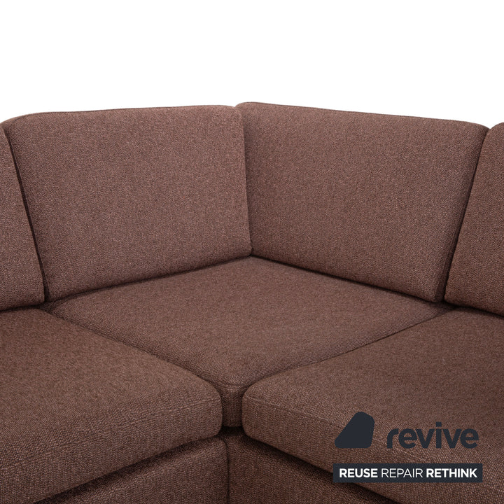 Brühl Alba fabric chrome corner sofa brown grey taupe manual function sofa couch