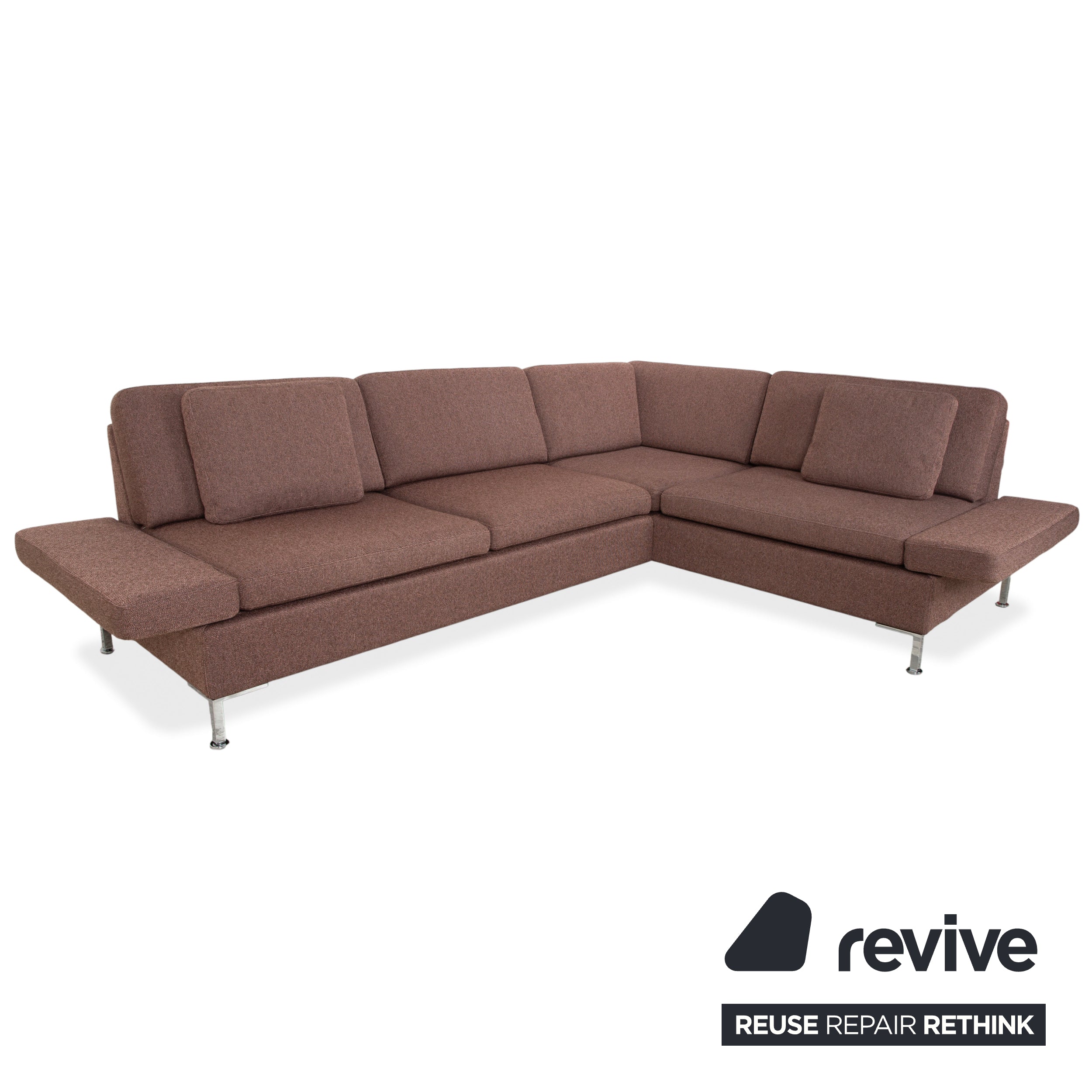 Brühl Alba Stoff Chrom Ecksofa Braun Grau Taupe manuelle Funktion Sofa Couch