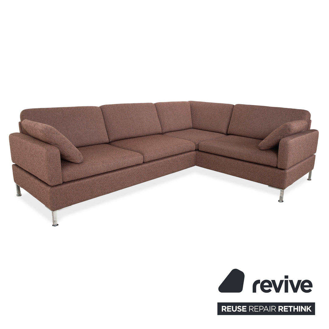 Brühl Alba fabric chrome corner sofa brown grey taupe manual function sofa couch