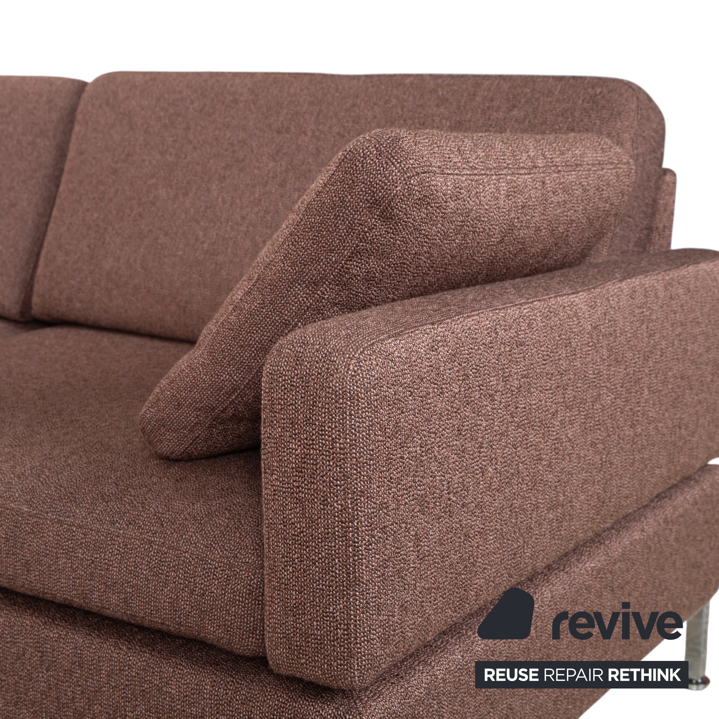 Brühl Alba Stoff Chrom Ecksofa Braun Grau Taupe manuelle Funktion Sofa Couch