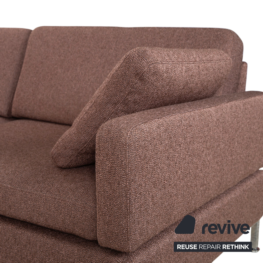 Brühl Alba fabric chrome corner sofa brown grey taupe manual function sofa couch