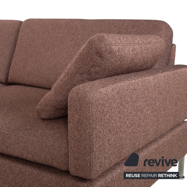 Brühl Alba fabric chrome corner sofa brown grey taupe manual function sofa couch