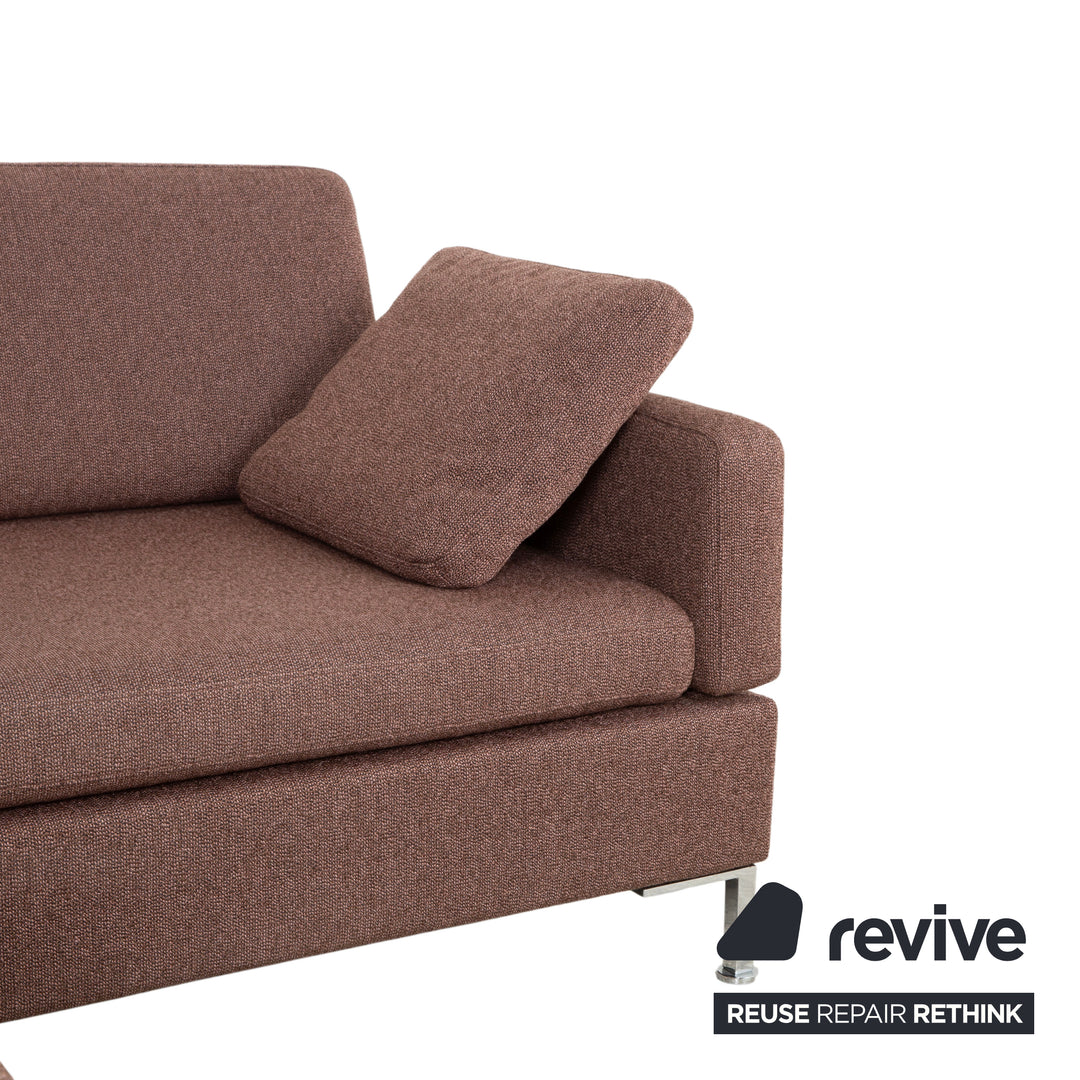 Brühl Alba fabric chrome corner sofa brown grey taupe manual function sofa couch