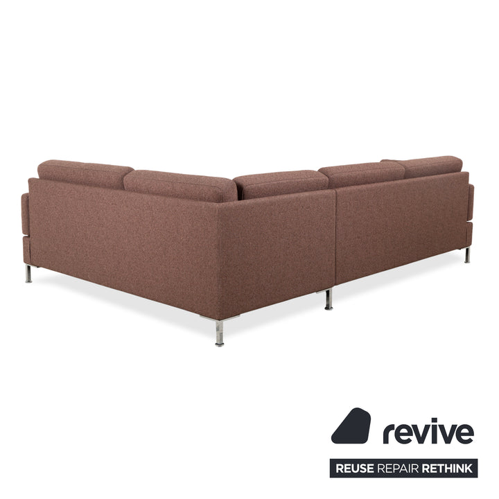 Brühl Alba fabric chrome corner sofa brown grey taupe manual function sofa couch