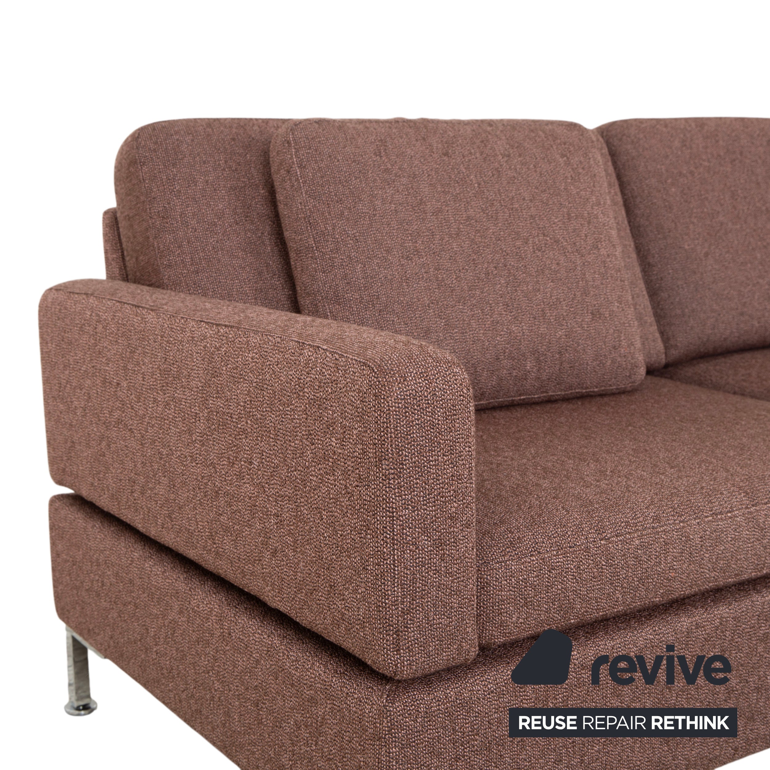 Brühl Alba Stoff Chrom Ecksofa Braun Grau Taupe manuelle Funktion Sofa Couch