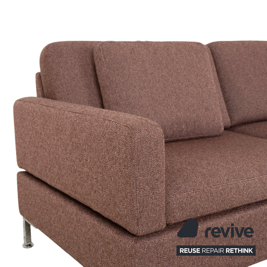 Brühl Alba fabric chrome corner sofa brown grey taupe manual function sofa couch