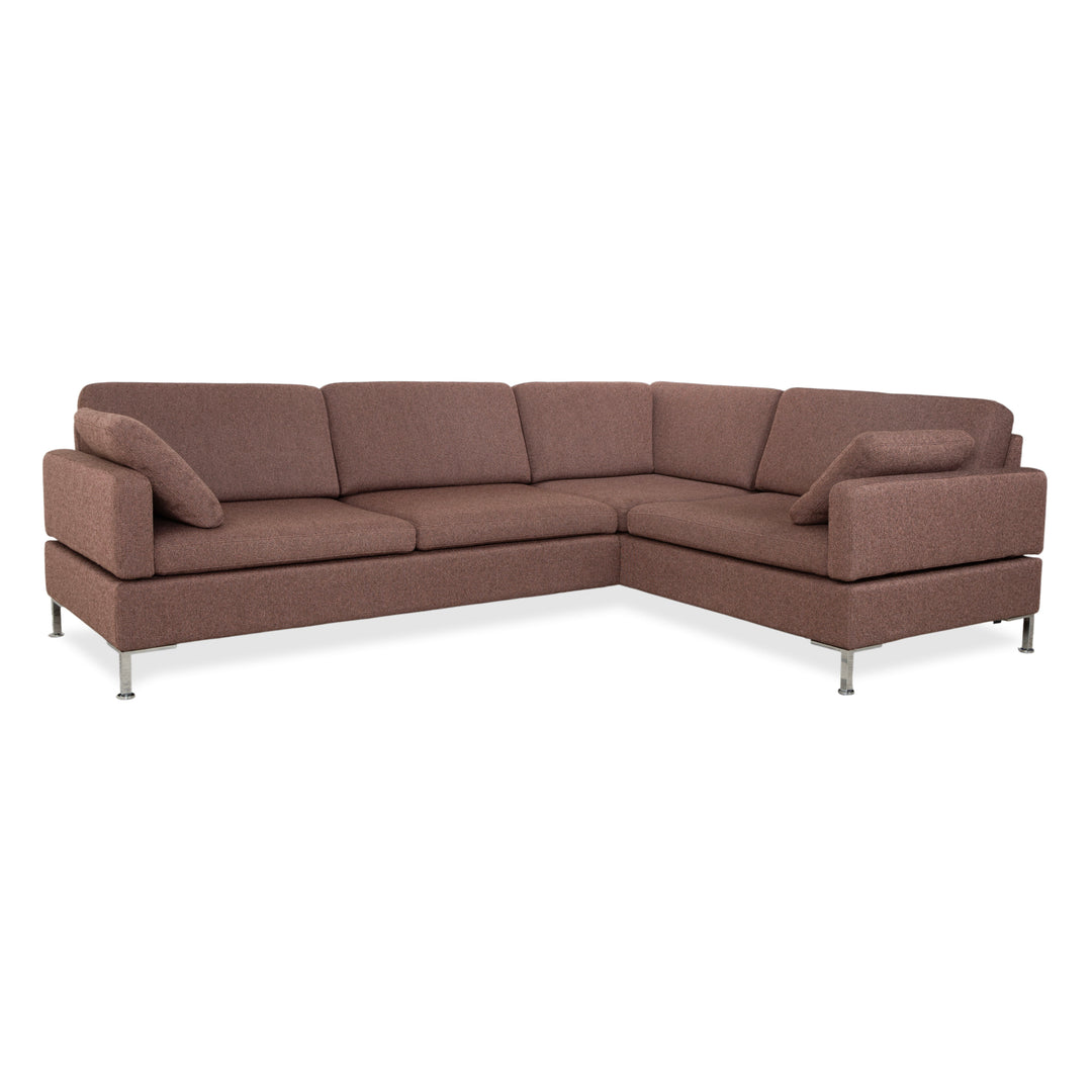 Brühl Alba fabric chrome corner sofa brown grey taupe manual function sofa couch